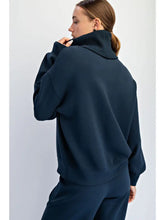 Load image into Gallery viewer, Rae Mode - Teal Navy Modal Scuba Luxe V-Turtleneck