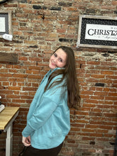 Load image into Gallery viewer, Zenana Snap Button Hoodie Pullover – Soft Fleece Casual Hoodie - Dusty Teal