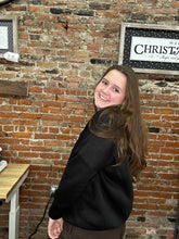 Load image into Gallery viewer, Zenana Snap Button Hoodie Pullover – Soft Fleece Casual Hoodie - Black