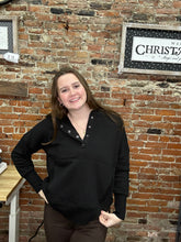 Load image into Gallery viewer, Zenana Snap Button Hoodie Pullover – Soft Fleece Casual Hoodie - Black