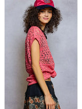 Load image into Gallery viewer, POL - Neon Peach Round Neck Sleeveless Striped Crochet Top