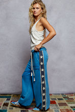 Load image into Gallery viewer, POL French Terry Striped Patch Trim Star Patch Knit Pants