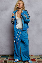 Load image into Gallery viewer, POL French Terry Striped Patch Trim Star Patch Knit Pants