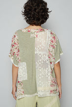 Load image into Gallery viewer, POL Round Neck Floral Knit Rib Top - Sage