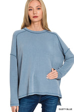 Load image into Gallery viewer, Zenana Raised Rib Raw Edge Boatneck Long Sleeve Top