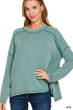 Load image into Gallery viewer, Zenana Raised Rib Raw Edge Boatneck Long Sleeve Top