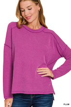 Load image into Gallery viewer, Zenana Raised Rib Raw Edge Boatneck Long Sleeve Top