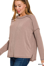 Load image into Gallery viewer, Zenana Raised Rib Raw Edge Boatneck Long Sleeve Top