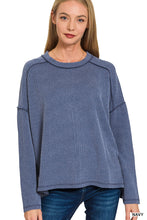 Load image into Gallery viewer, Zenana Raised Rib Raw Edge Boatneck Long Sleeve Top