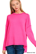 Load image into Gallery viewer, Zenana Raised Rib Raw Edge Boatneck Long Sleeve Top