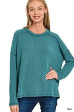 Load image into Gallery viewer, Zenana Raised Rib Raw Edge Boatneck Long Sleeve Top