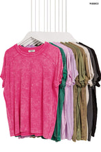 Load image into Gallery viewer, Zenana Ribbed Mineral Wash Tees
