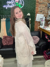 Load image into Gallery viewer, POL Lightweight Lace Boho Button-Down Kimono Shirt Natural