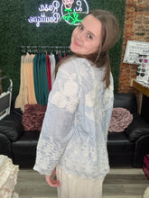 Load image into Gallery viewer, POL Embroidered Lace Button-Down Boho Shirt Sky Blue