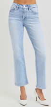 Load image into Gallery viewer, Risen Tummy Control High Rise Crop Straight Jeans – Light Wash Denim