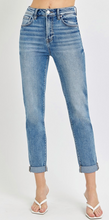 Load image into Gallery viewer, Risen High Rise Roll-Up Ankle Skinny Jeans – Medium Blue Denim