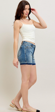 Load image into Gallery viewer, Judy Blue Medium Rise Tummy Control Vintage Wash Release Hem Shorts