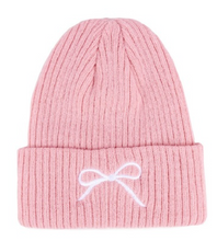Load image into Gallery viewer, Coquette Bow Embroidered Knitted Beanie
