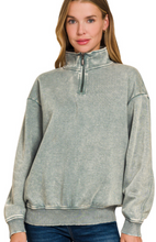 Load image into Gallery viewer, Acid Wash Fleece Half Zip Pullover
