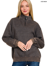 Load image into Gallery viewer, Acid Wash Fleece Half Zip Pullover