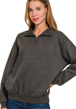 Load image into Gallery viewer, Acid Wash Fleece Half Zip Pullover