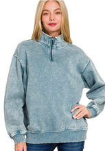 Load image into Gallery viewer, Acid Wash Fleece Half Zip Pullover
