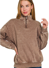 Load image into Gallery viewer, Acid Wash Fleece Half Zip Pullover