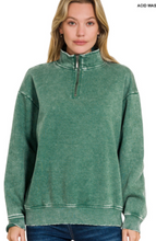 Load image into Gallery viewer, Acid Wash Fleece Half Zip Pullover