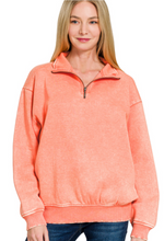 Load image into Gallery viewer, Acid Wash Fleece Half Zip Pullover