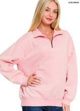 Load image into Gallery viewer, Acid Wash Fleece Half Zip Pullover