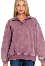 Load image into Gallery viewer, Acid Wash Fleece Half Zip Pullover
