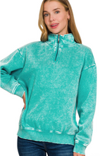 Load image into Gallery viewer, Acid Wash Fleece Half Zip Pullover