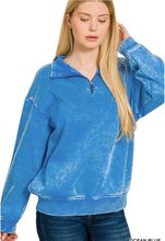Load image into Gallery viewer, Acid Wash Fleece Half Zip Pullover