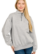 Load image into Gallery viewer, Acid Wash Fleece Half Zip Pullover