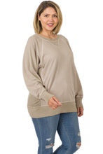 Load image into Gallery viewer, Zenana Washed Raglan Crewneck Sweatshirt – Relaxed Fit