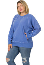 Load image into Gallery viewer, Zenana Washed Raglan Crewneck Sweatshirt – Relaxed Fit