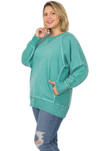 Load image into Gallery viewer, Zenana Washed Raglan Crewneck Sweatshirt – Relaxed Fit