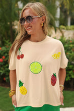 Load image into Gallery viewer, April26 Array - Tropical Fruit Sequin Patch Top