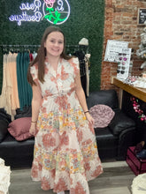 Load image into Gallery viewer, POL Patchwork Floral Tiered Maxi Dress Peach Floral