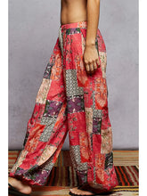 Load image into Gallery viewer, Boho Patchwork Wide-Leg Pants – Relaxed Fit Rayon Trousers for Women
