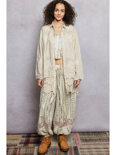 Load image into Gallery viewer, POL Lightweight Lace Boho Button-Down Kimono Shirt Natural