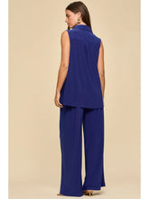 Load image into Gallery viewer, Dear Scarlett Sleeveless Button-Down Tunic Top & pants set– Navy blue