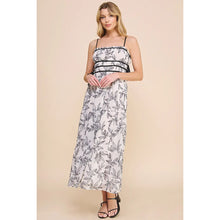 Load image into Gallery viewer, Allie Rose Printed Chiffon Ruched and Tiered Babydoll Dress