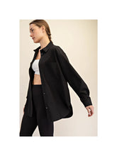 Load image into Gallery viewer, Rae Mode Crinkle Woven Oversized Shirt - Black
