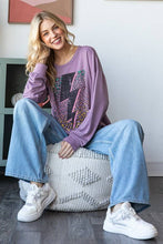 Load image into Gallery viewer, HEIMISH - LONG PUFF SLEEVE SOLID LIGHTNING PRINT TOP