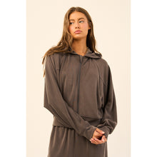 Load image into Gallery viewer, Charcoal Mist Modal Blend Zip-Up Hoodie – Soft Lightweight Layer