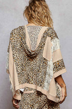 Load image into Gallery viewer, POL 3/4 Sleeve Lace Detail Leopard Zip Up Hoodie Knit Print Top