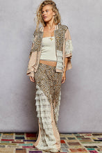 Load image into Gallery viewer, POL 3/4 Sleeve Lace Detail Leopard Zip Up Hoodie Knit Print Top