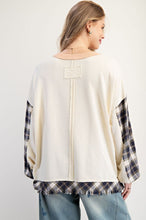 Load image into Gallery viewer, Easel Plaid Mix Washed Cotton Jersey Henley Top