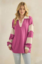 Load image into Gallery viewer, HEIMISH - LONG SLEEVE MANDARIN COLLAR SOLID CONTRAST TOP